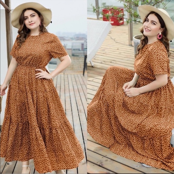 Boho plus size dot swing maxi dress - Picture 12 of 12